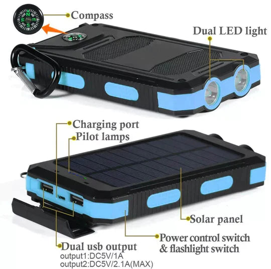 LyraCharge 30000mAh Zonne-energie Power Bank IP67 Waterdicht