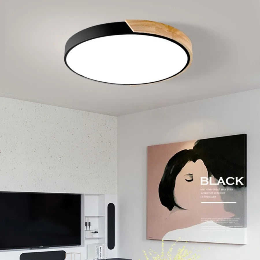 Aelora | Nordic Houten Circulaire Plafondlamp met Warme Gloed