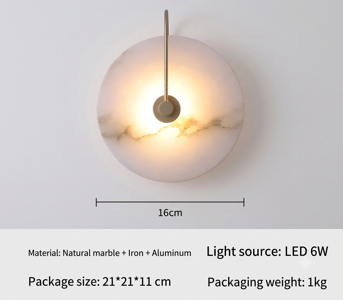 LED Wandlamp van Alabaster – Elegant en Rust in het Licht