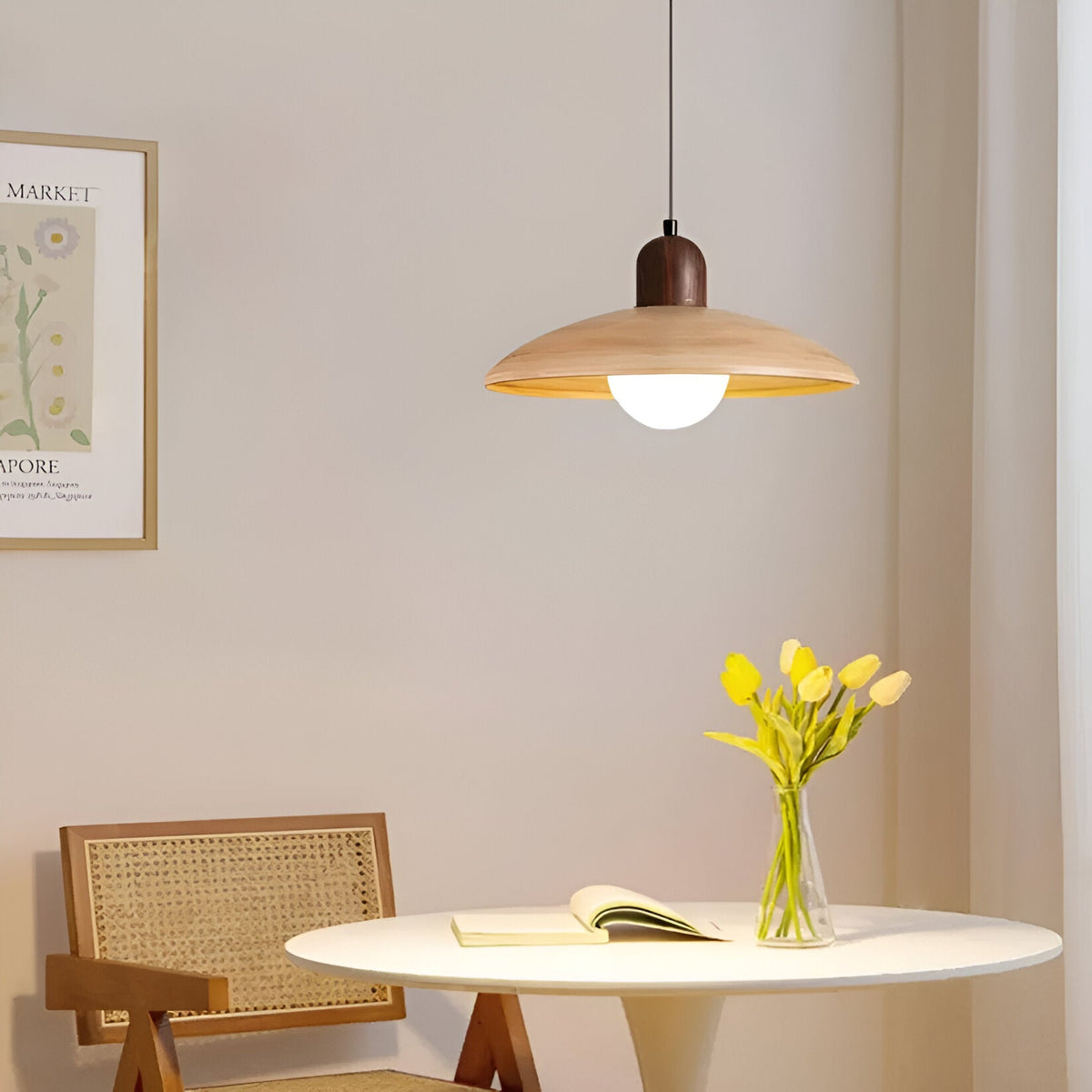 Japanse Wabi-Sabi Walnoot Hanglamp