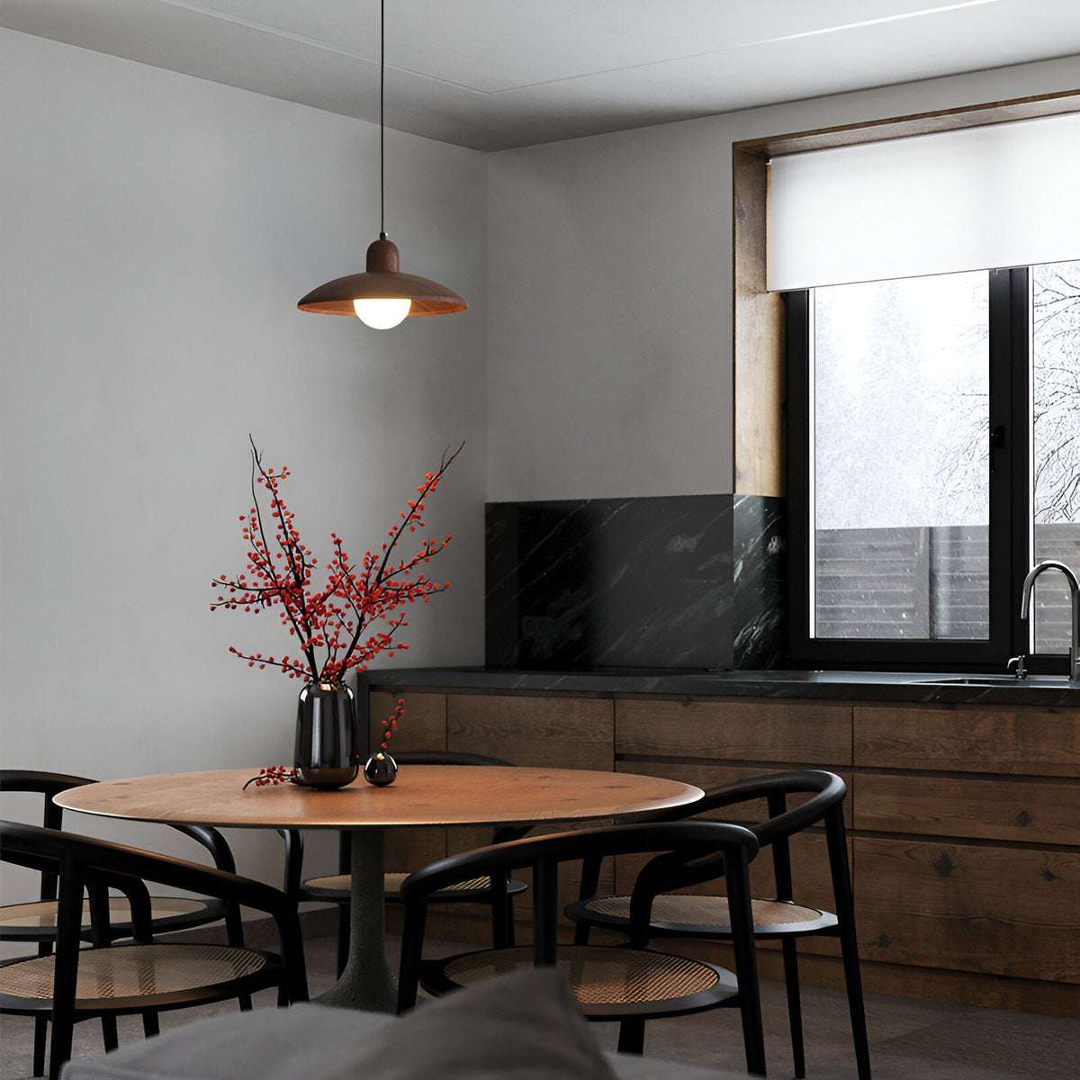 Japanse Wabi-Sabi Walnoot Hanglamp