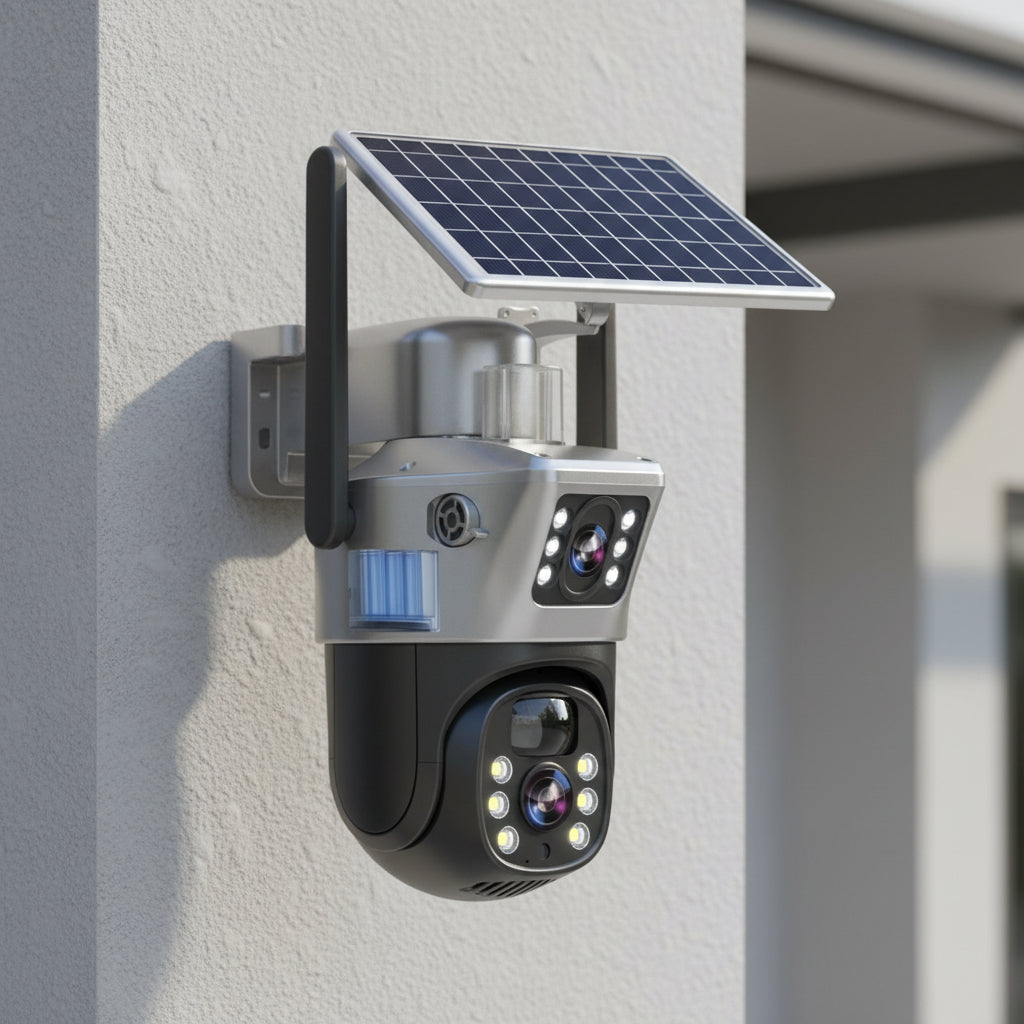 DualGuard Solar 4K – Draadloze beveiligingscamera met zonnepanelen & 360° zicht