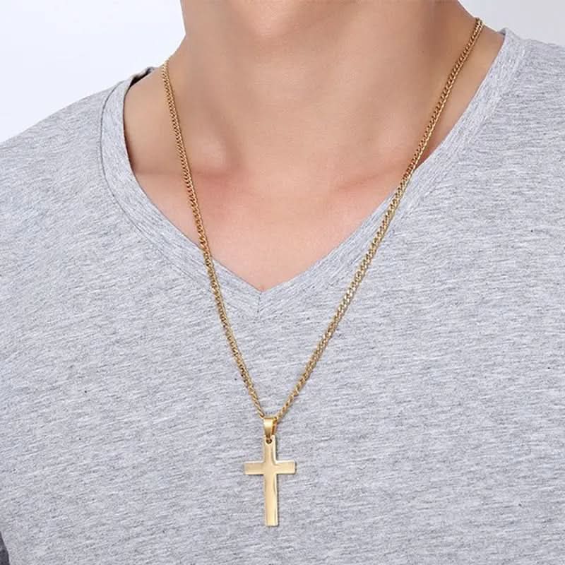 FAITHLINE HALSKETTING – Klassieke heren halsketting met roestvrijstalen kruis hanger