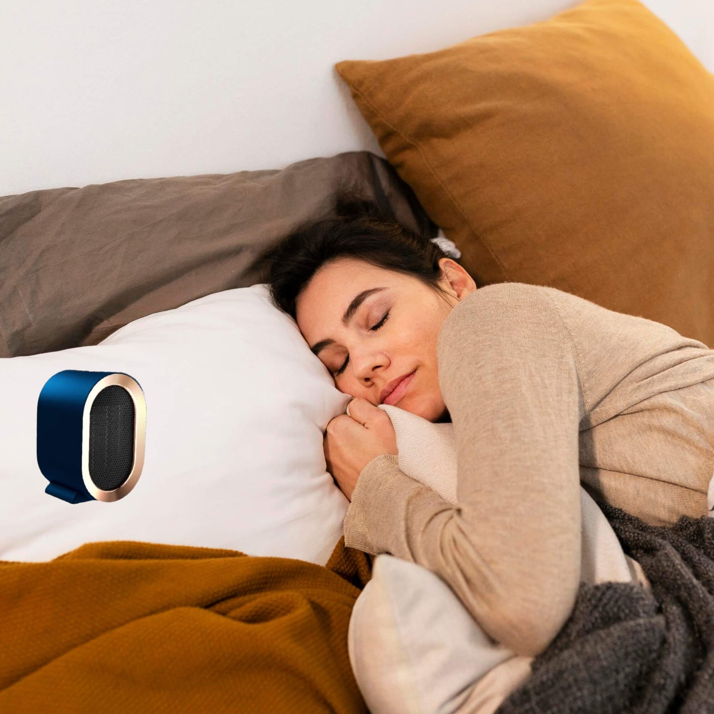 Brehn | Compacte elektrische kachel Energiezuinige keramiek voor kleine ruimtes – Stille verwarming 800-1200 W