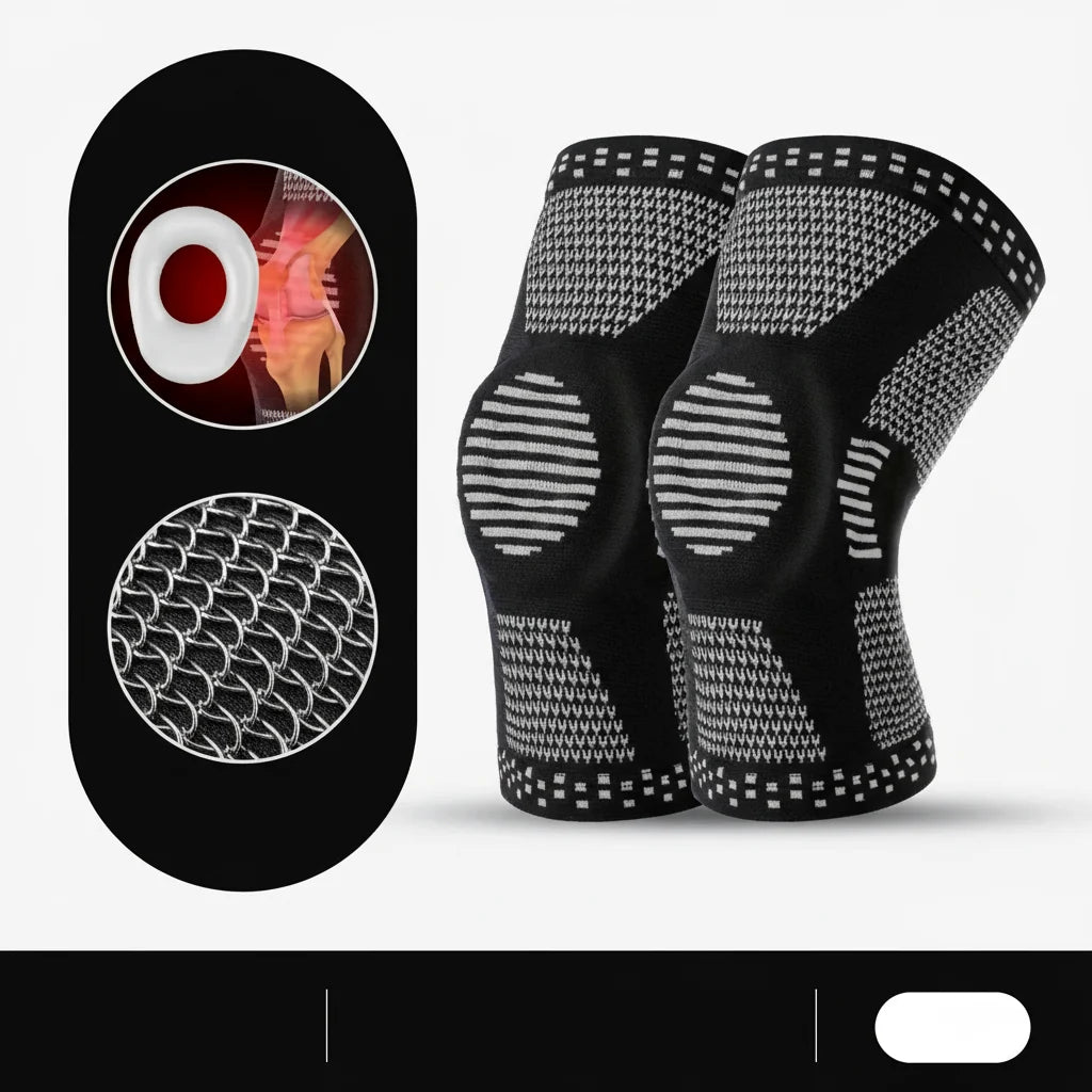 Compressiekneeband – Siliconen bandage voor stabiliteit, pijnverlichting en bescherming tijdens sport en training