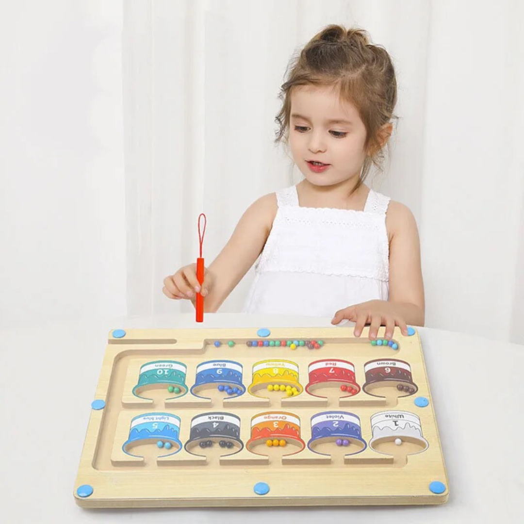 SkillCraft Montessori Magnetlabyrinth | Magnetic maze for learning colors, numbers and motor skills