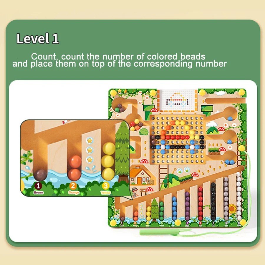 NUMBERRAIL – Montessori Magnetisch Labyrint voor Cijfers, Kleuren & Logica