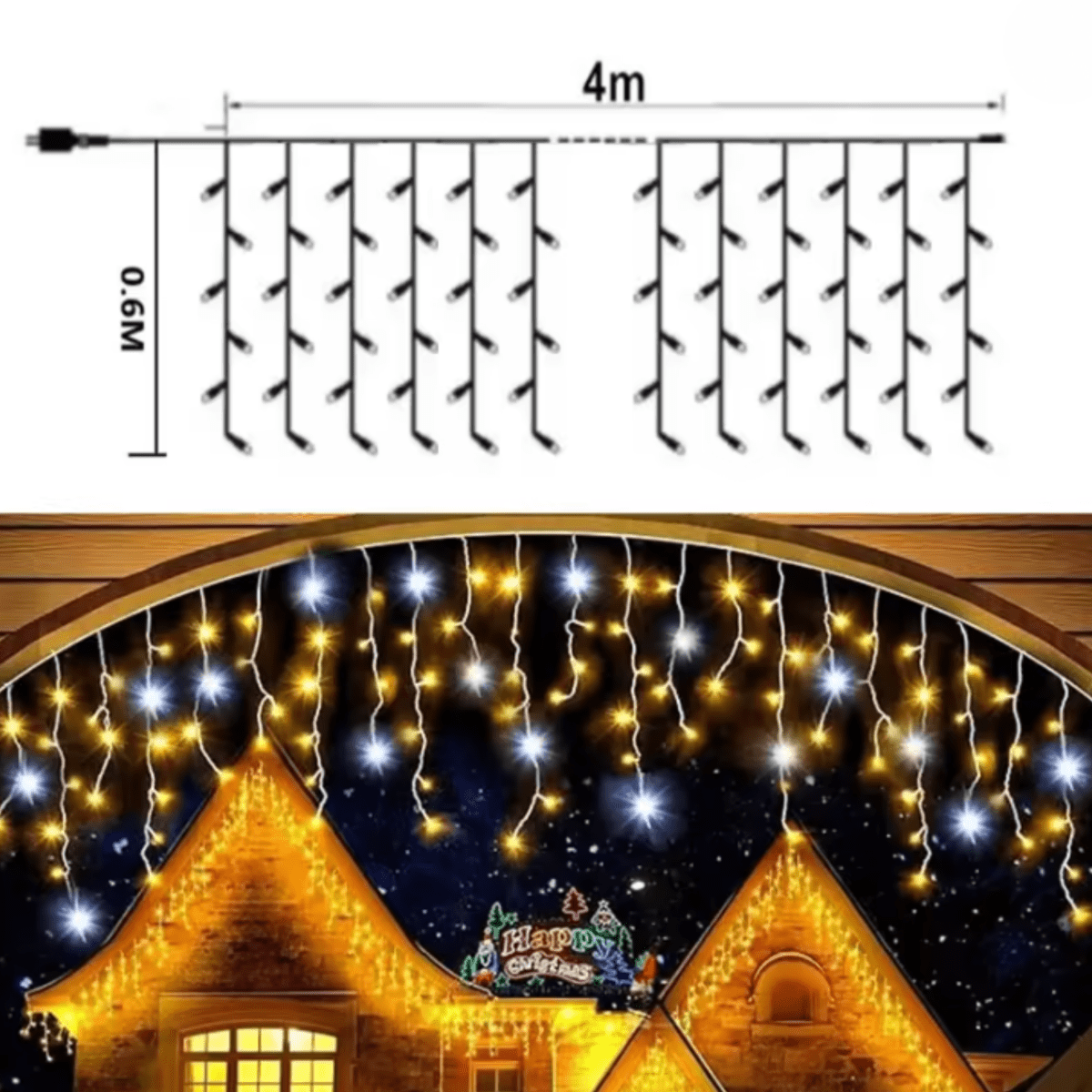 ILLUMERA – LED-Tuinverlichtinggordijn 4 × 0,6 m met weerbestendige elegantie