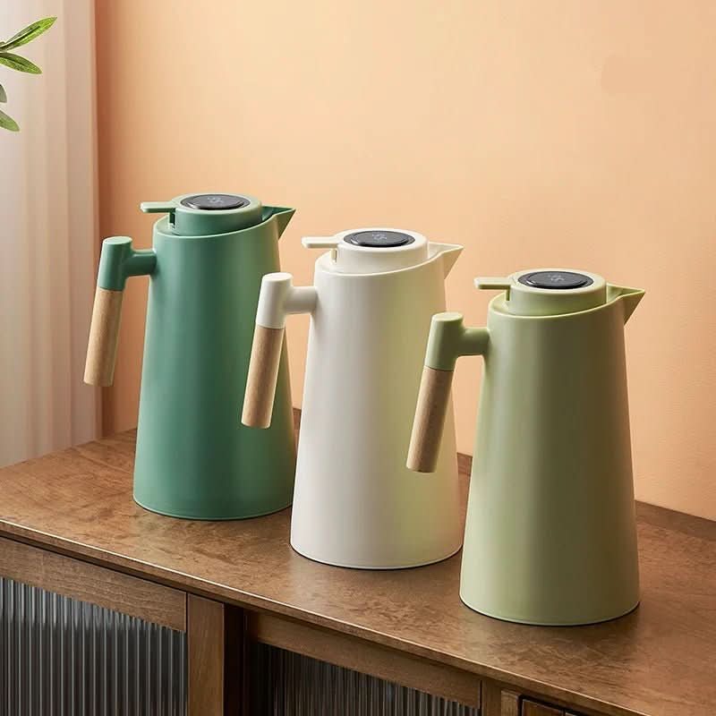 LATTEA THERMO – Dubbelwandige Thermoskan met Temperatuurweergave en Houten Handvat