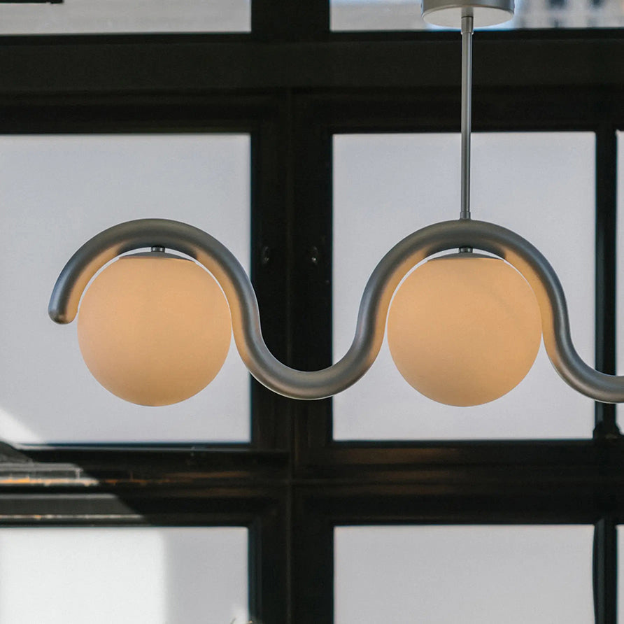 Uveta Lineaire Kroonluchter Rood & Zilver