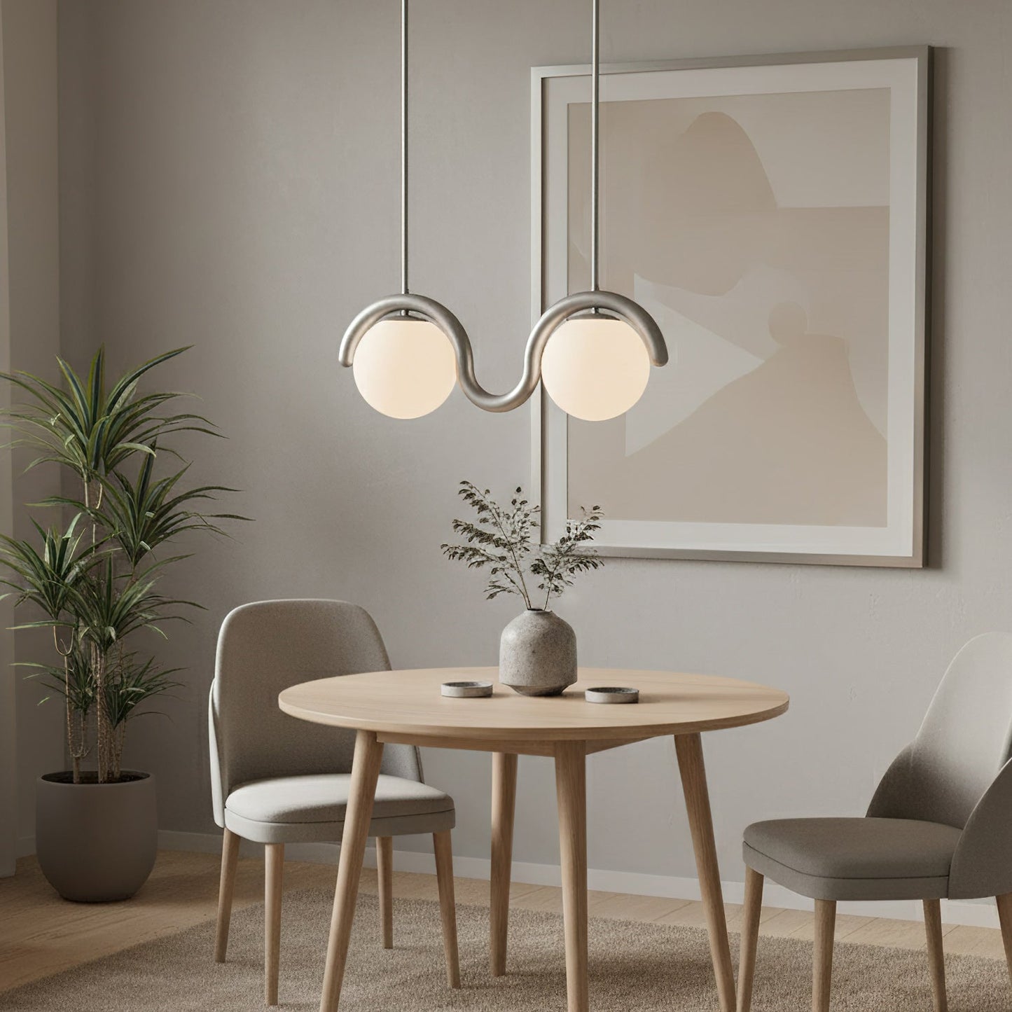 Uveta Lijnvormige Hanglamp Rood & Zilver
