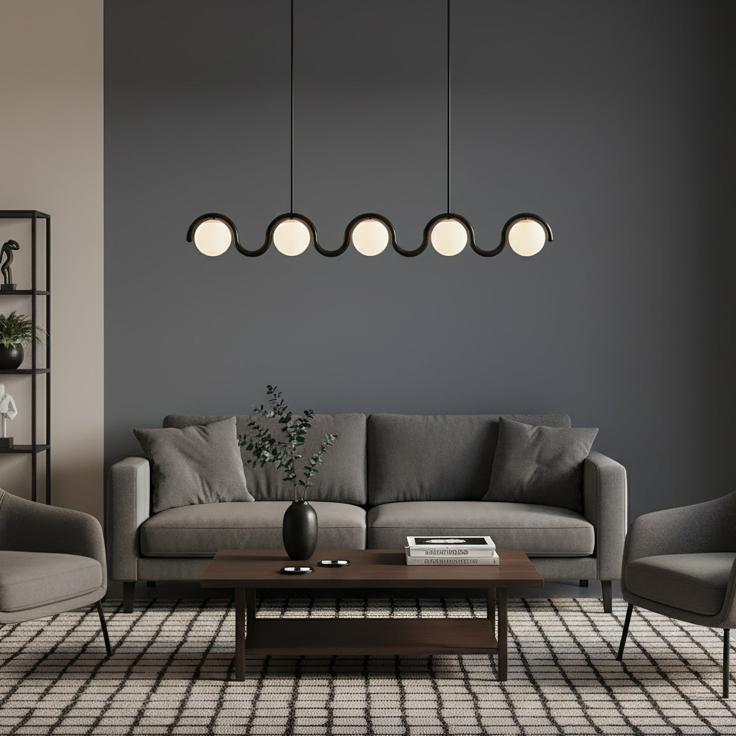 Uveta Lijnvormige Hanglamp Rood & Zilver