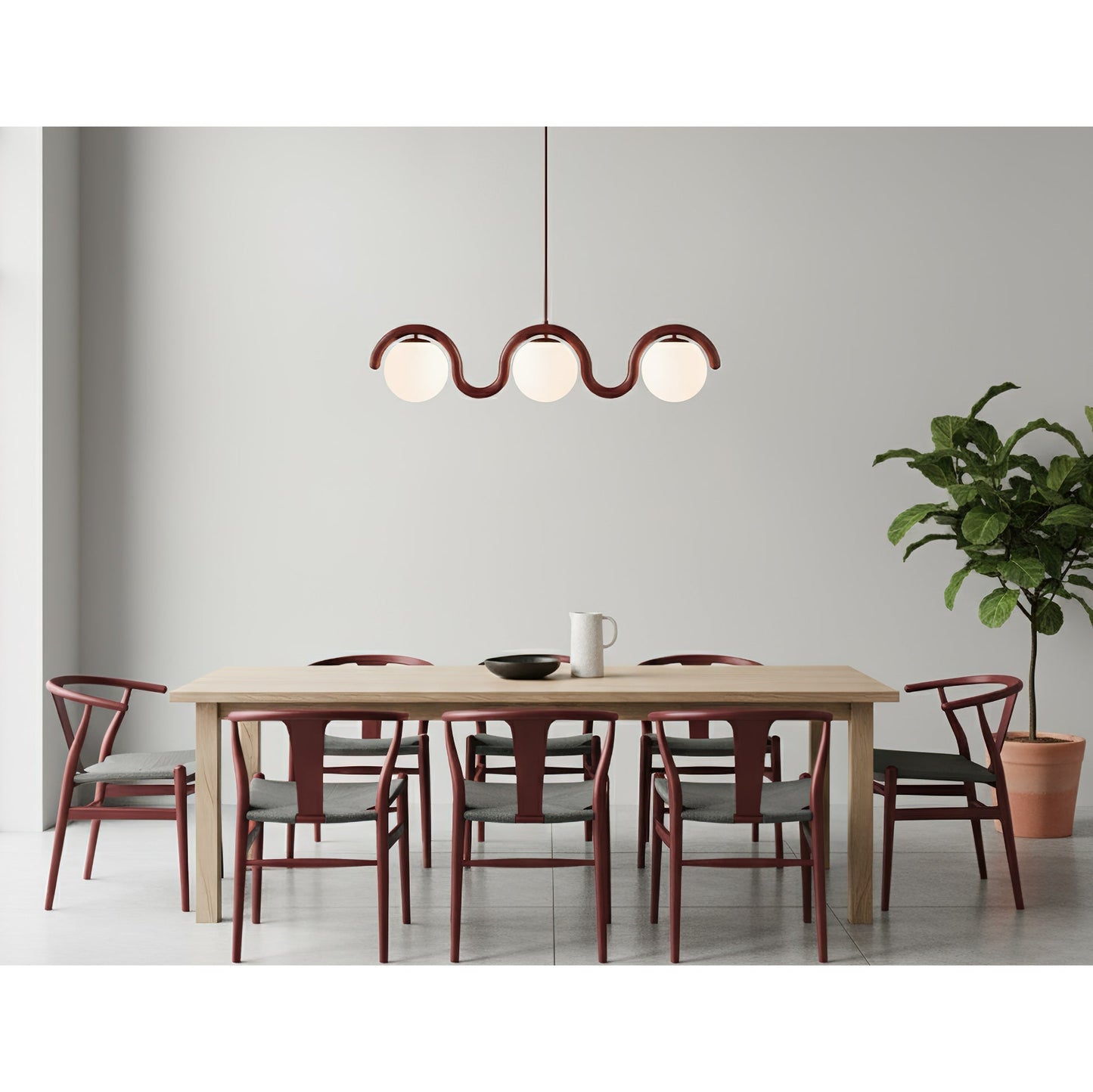 Uveta Lijnvormige Hanglamp Rood & Zilver