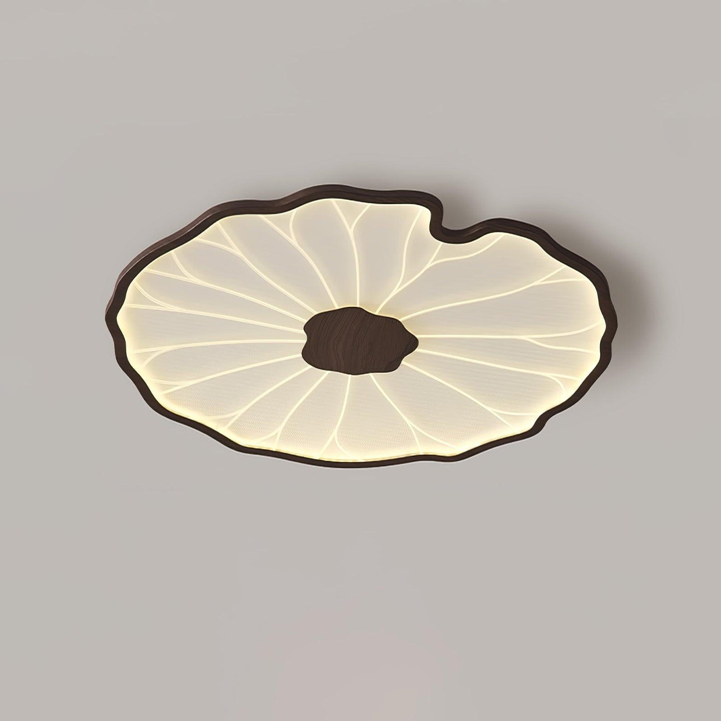Solara Plafondlamp Lotusblad met Houten Afwerking