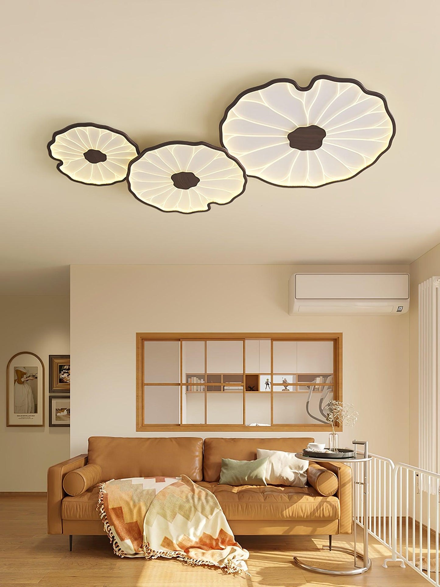 Solara Plafondlamp Lotusblad met Houten Afwerking