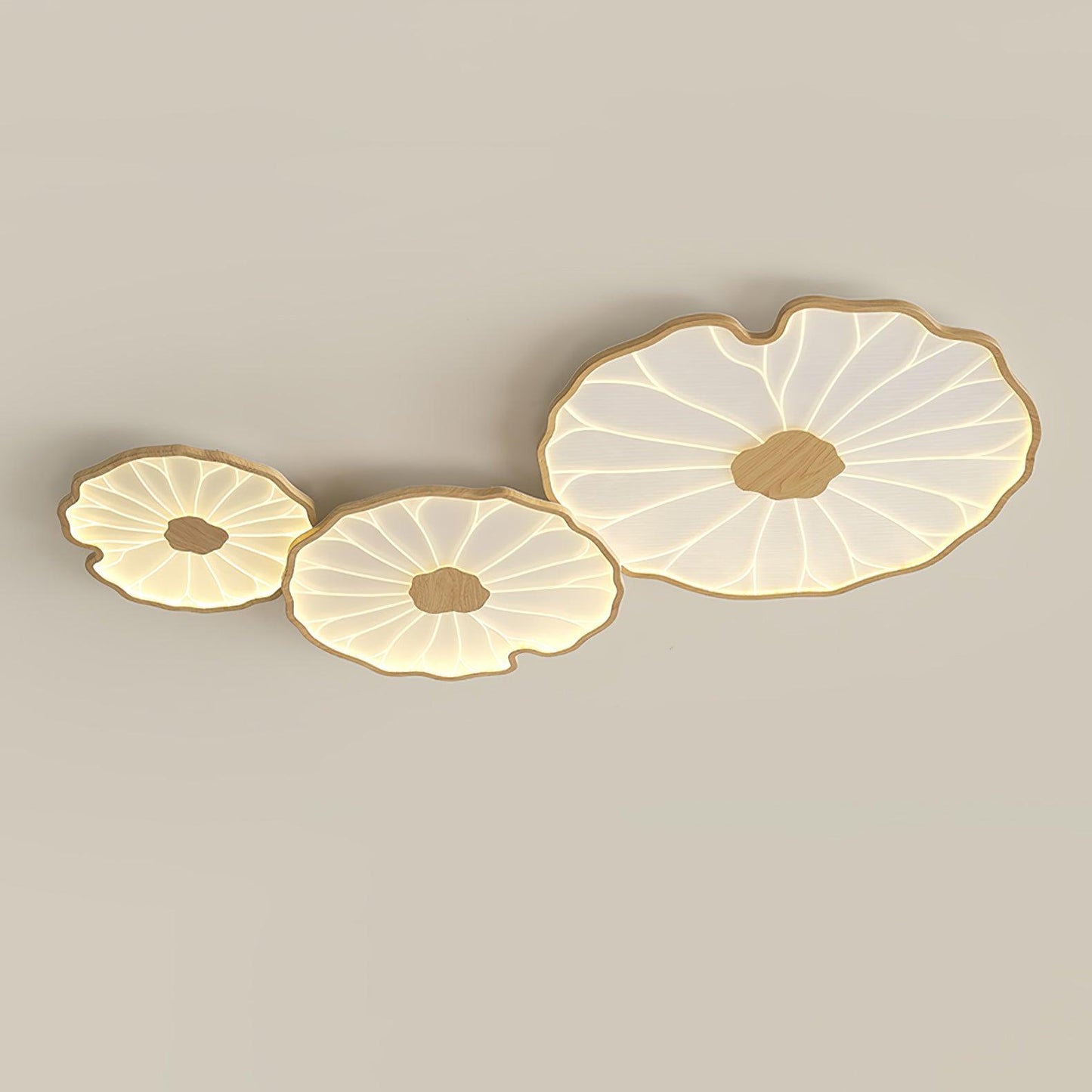 Solara Plafondlamp Lotusblad met Houten Afwerking