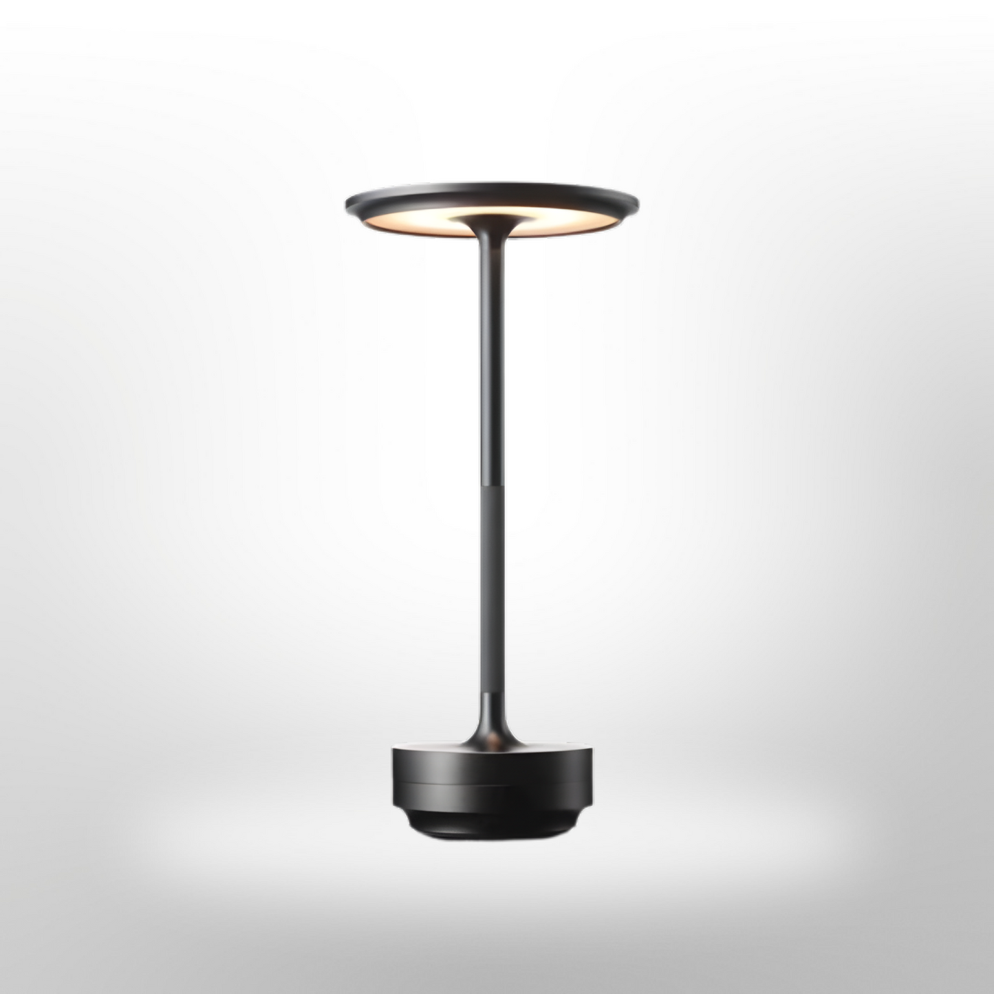 Oplaadbare LED Tafellamp met Schijflichtkop en Metalen Basis
