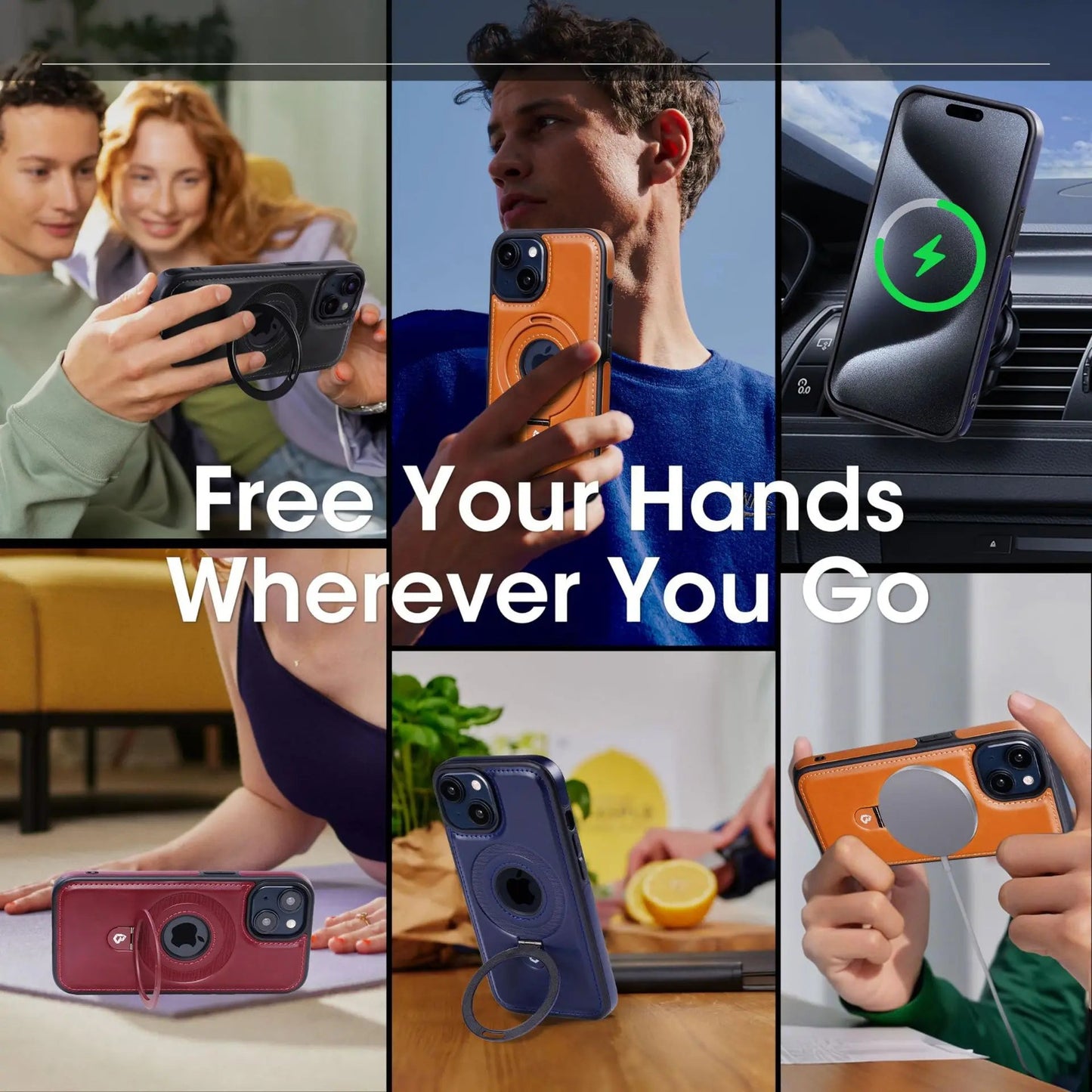Magnetische iPhone-hoes met onzichtbare ringstandaard