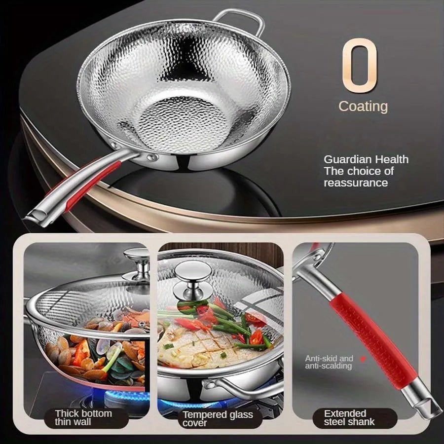 PANVION – Premium titanium wok met ronde bodem, geschikt voor inductiekookplaten en voor moeiteloos roerbakken