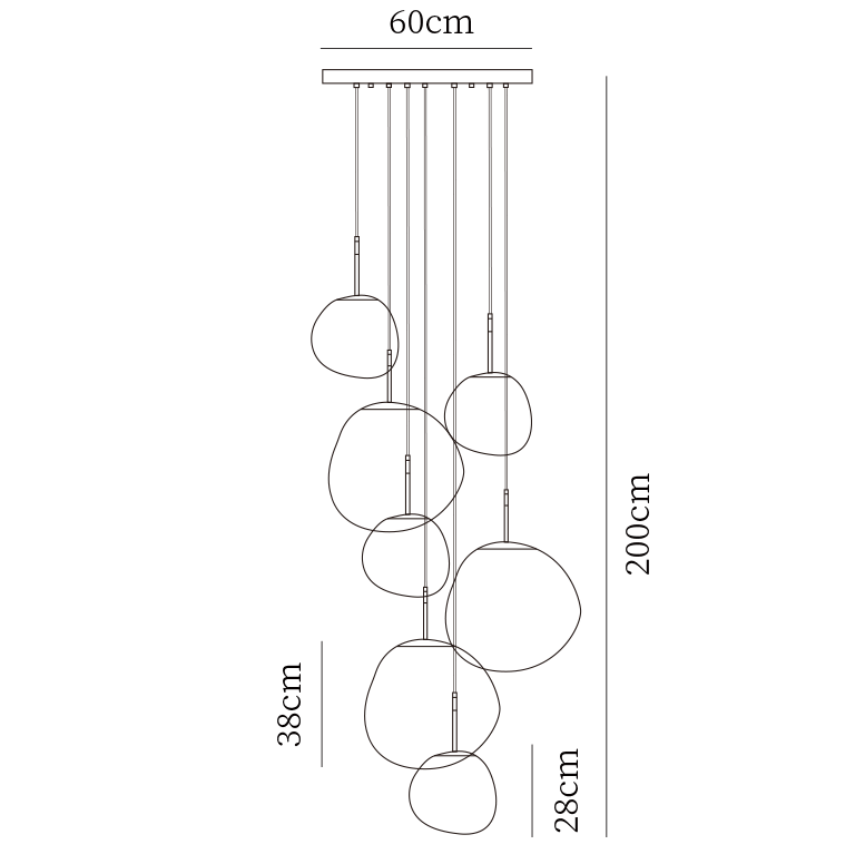Meervlammige Pendelarmatuur | Sculpturaal Melt Design