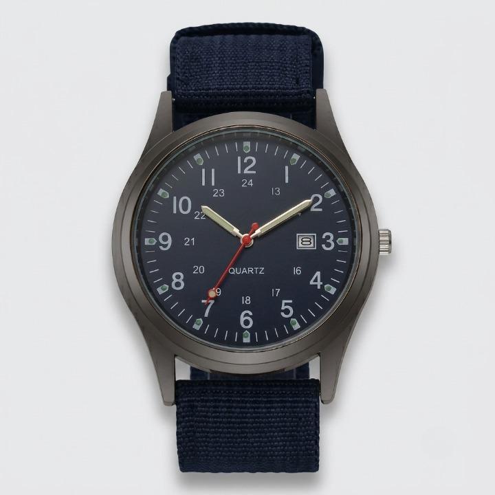 Militaire Horloge Heren – Analoge Outdoor-Horloge met Nylon Band en Datumweergave