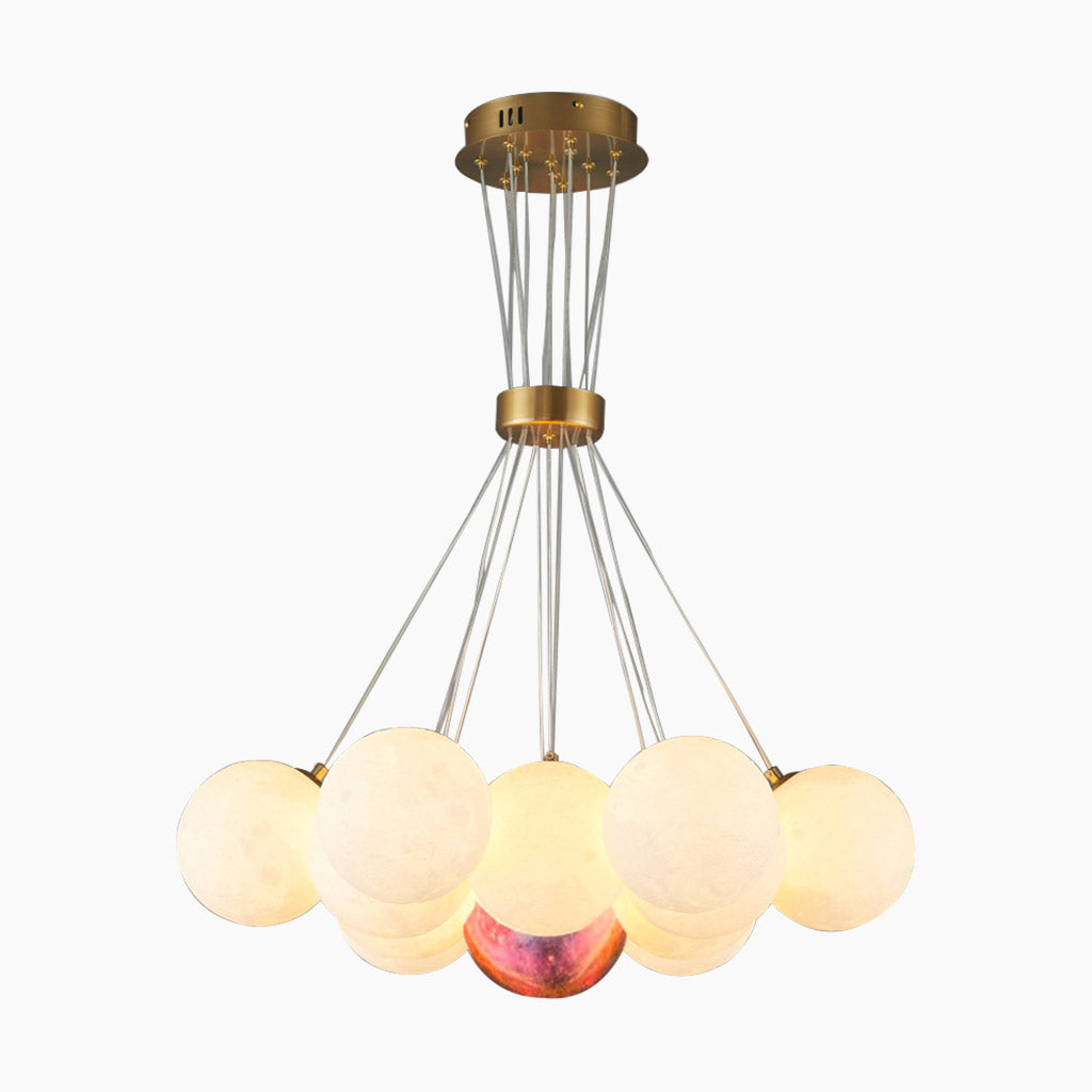 Cluster Glazen-Look Globe Kroonluchter met Meerdere Ronde Schermen