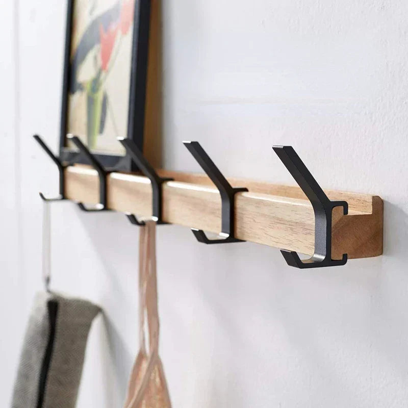 Wandgarderobe - Verplaatsbare Haken, Zwart, Nordic Design, 40x7x7 cm
