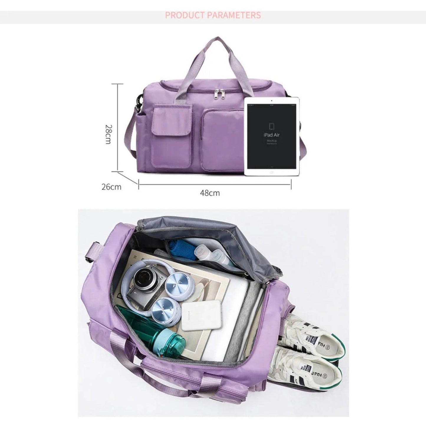 Multi-Tassen Reisetasche, Sport- en Gymnastiek-Duffle met aparte schoenenvak