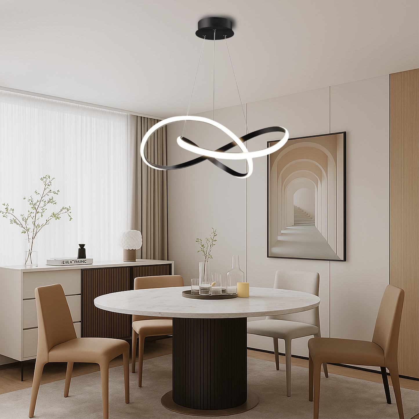 Camara - Moderne Hanglamp Eetkamer Aluminium Zwart