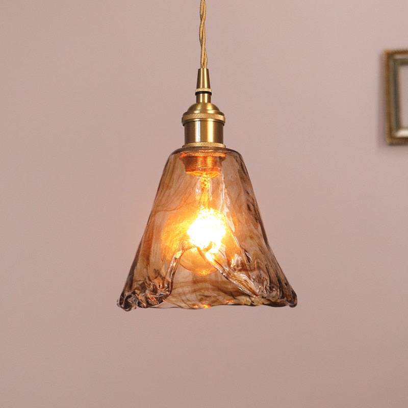 Zina Geometrische Vintage Hanglamp Glas. Messing. Woonkamer