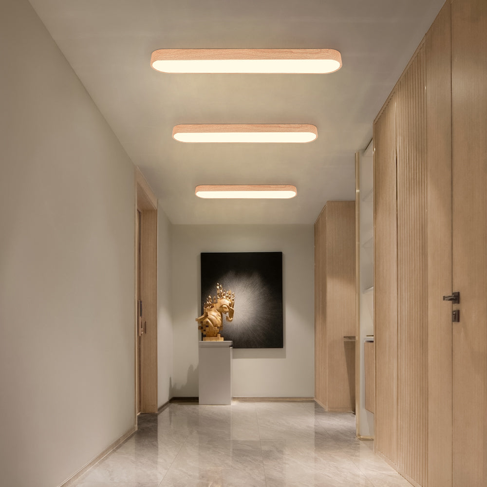 Nordic Glow LED Plafondmontage Ovaal met Houten Accent