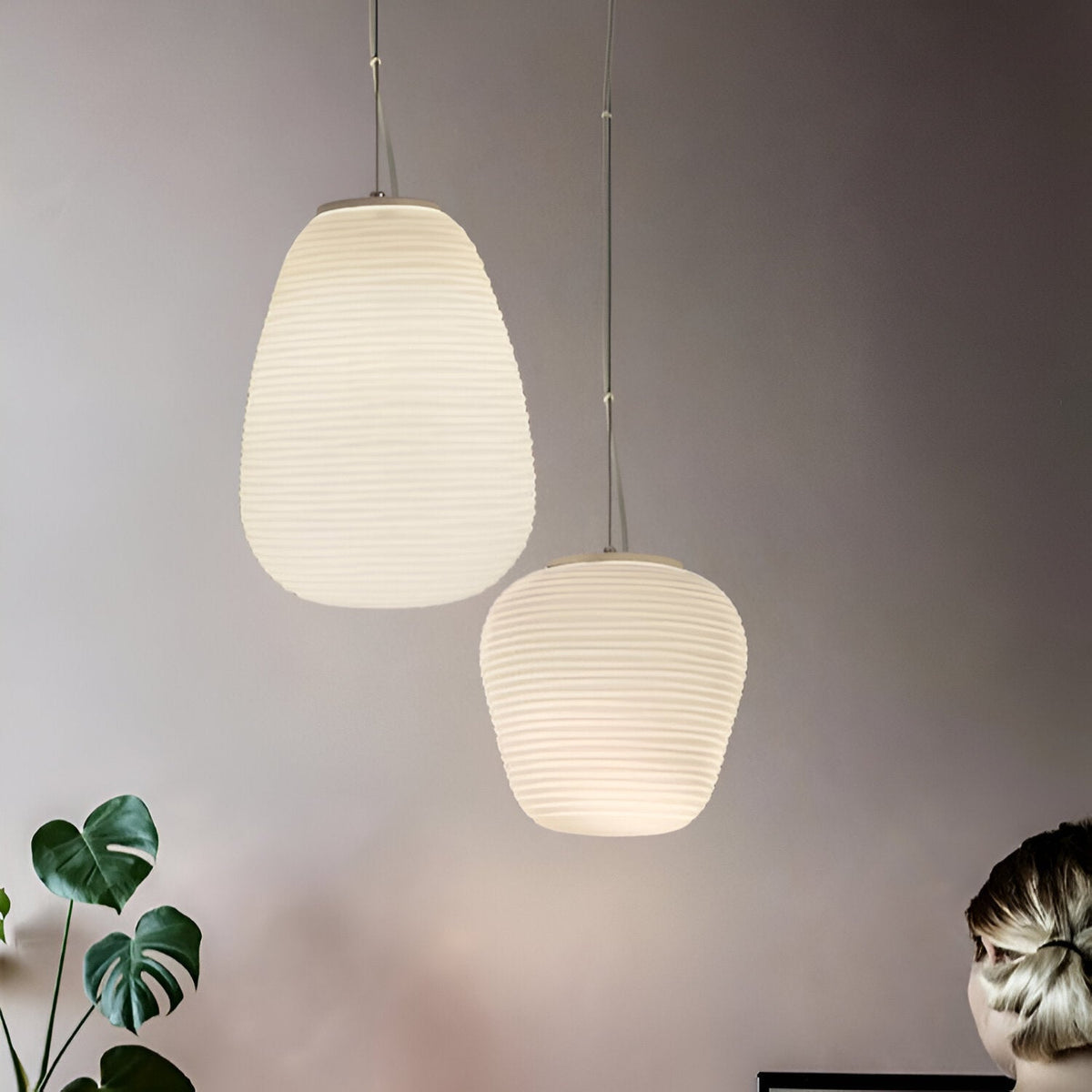 Noordse Moderne Geribbelde Opal Witte Globe Glas Hanglamp