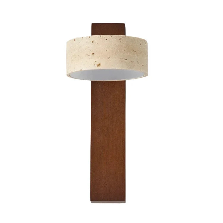 Travertine Houten Nachtkastje Wandlamp