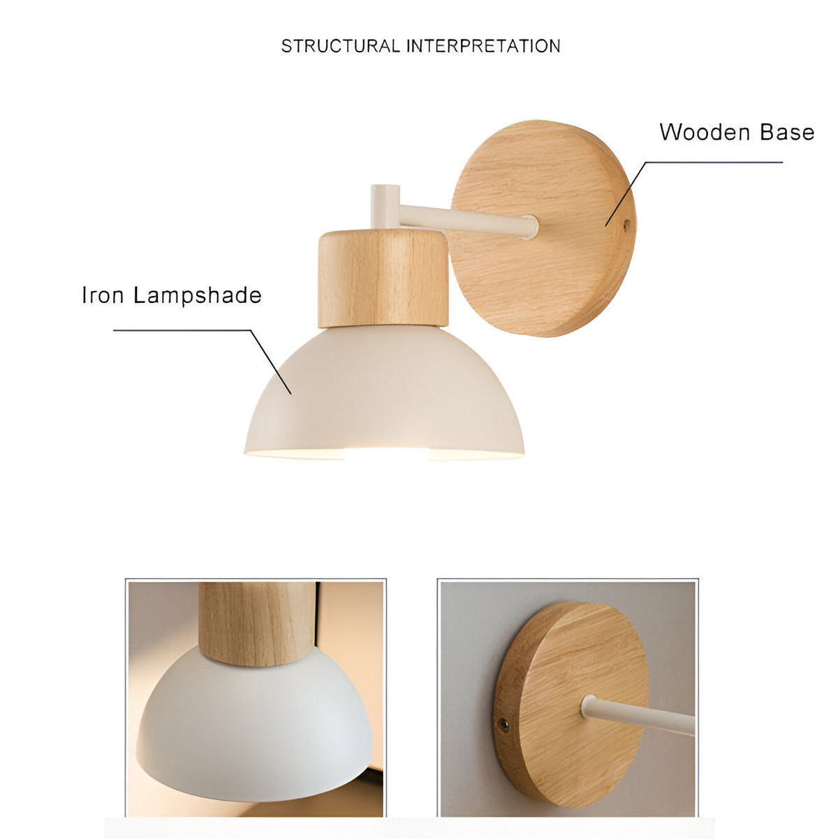 Noordse Hout IJzeren Schaduw Japandi Wandlamp