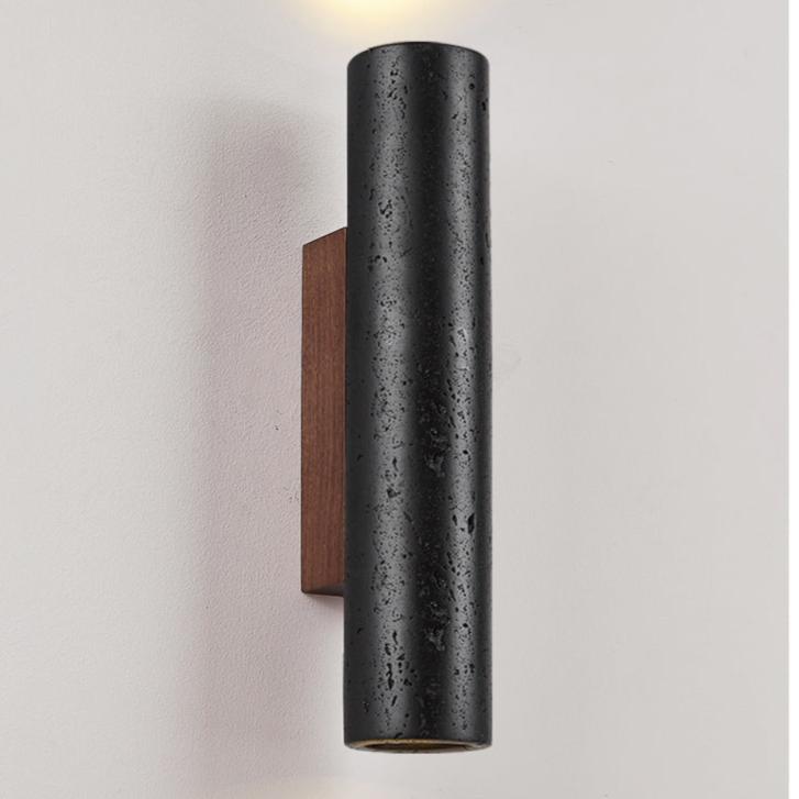 Minimalistische Zwarte Travertine Tube Wandlamp