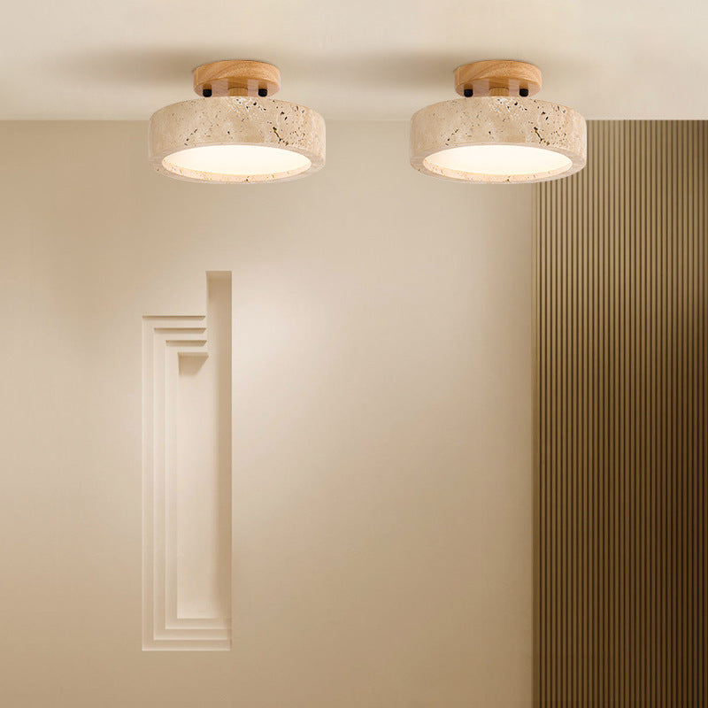Moderne Minimalistische Travertin Ronde LED Plafondlamp 1-Licht
