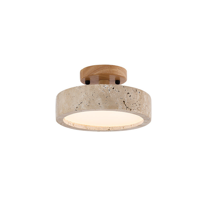 Moderne Minimalistische Travertin Ronde LED Plafondlamp 1-Licht