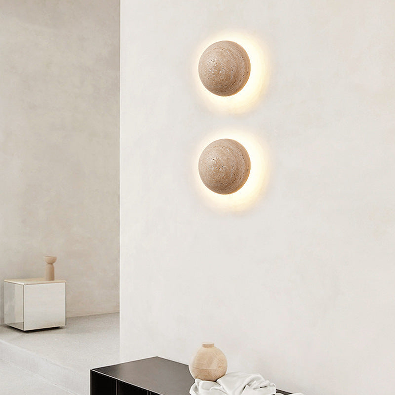 Amber Loft Travertine Ronde Wandlamp