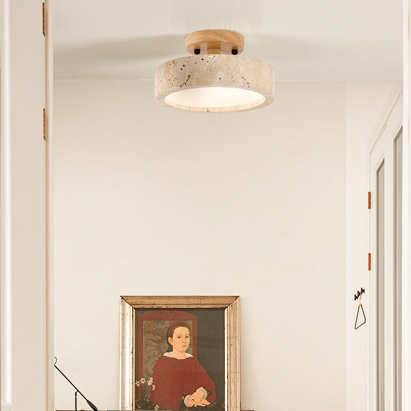 Moderne Minimalistische Travertin Ronde LED Plafondlamp 1-Licht