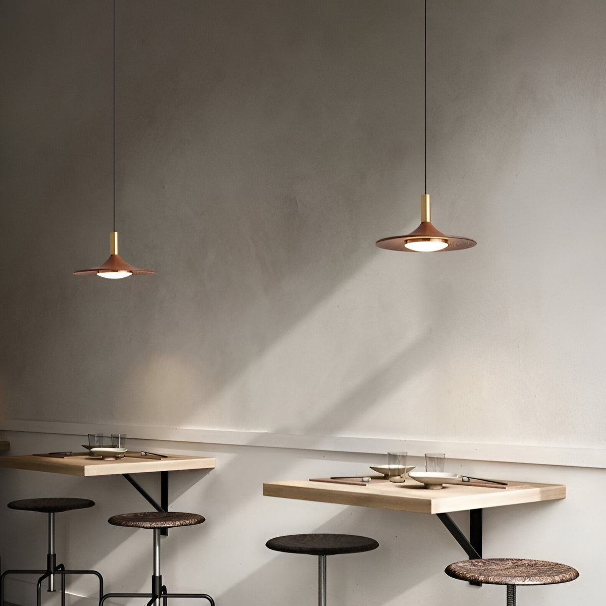 Noordse Stijl Walnoot-Finish IJzeren Hanglamp