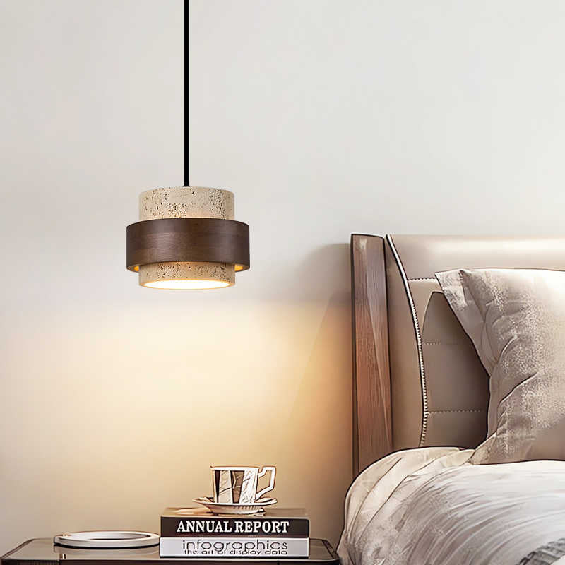 Geel Travertijn Japandi Minimalistische Hanglamp