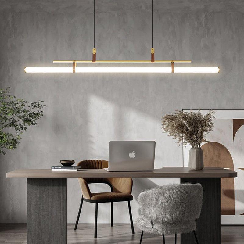 Inari Moderne Lineaire Metalen Hanglamp, Zwart/Goud