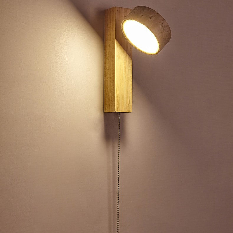 Travertine Houten Nachtkastje Wandlamp