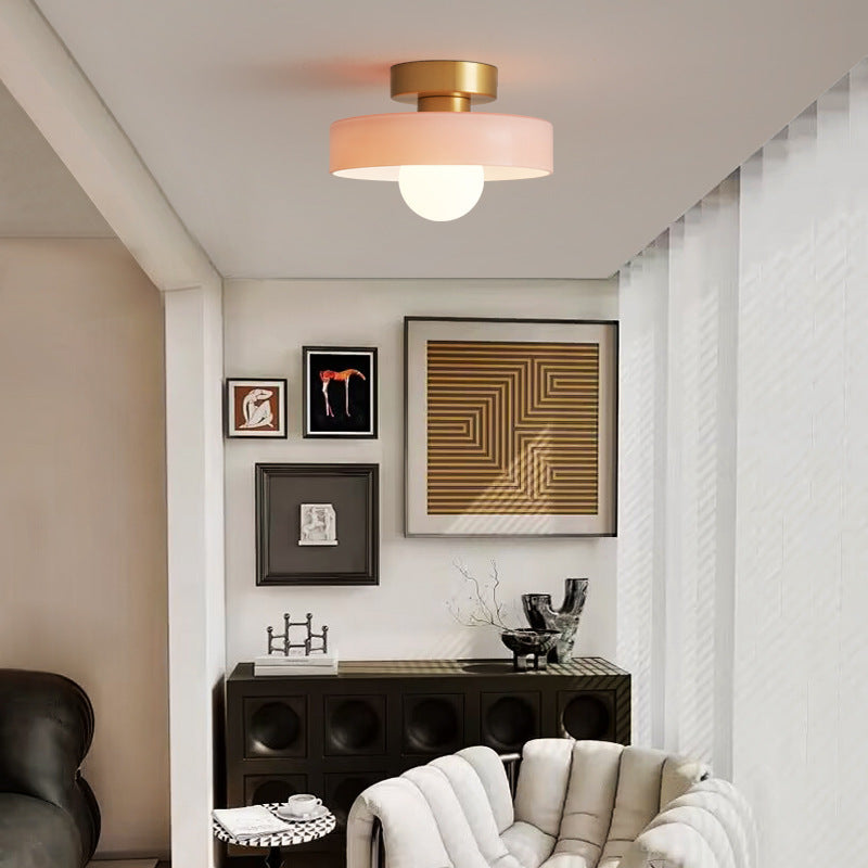Bauhaus Glazen Plafondlamp met Ronde Kap