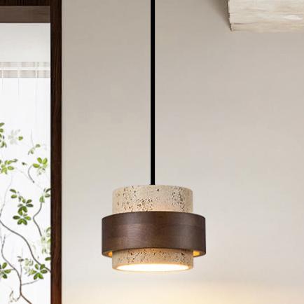 Geel Travertijn Japandi Minimalistische Hanglamp