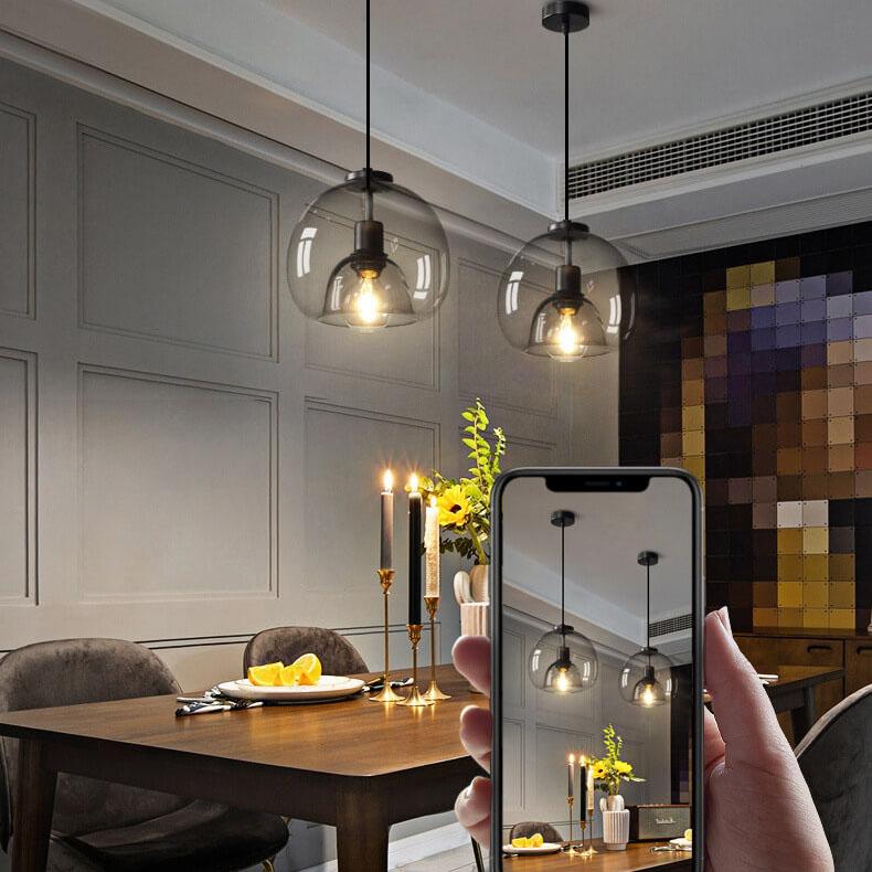 Minimalistische Rookglas Koepel Hanglamp 1-lamp