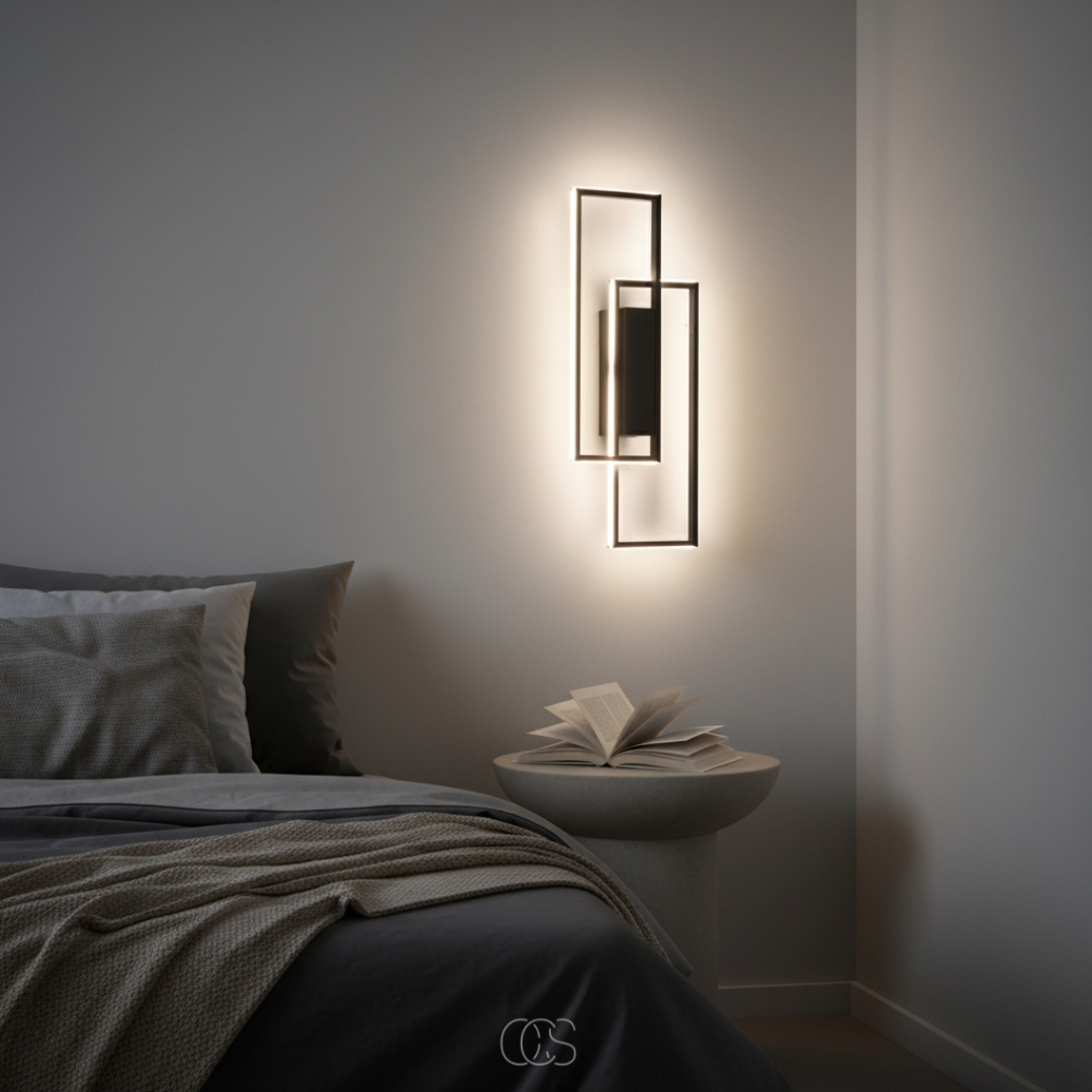 Rechthoekige Geometrische LED Wandlamp - Drie lichtkleuren in één lamp