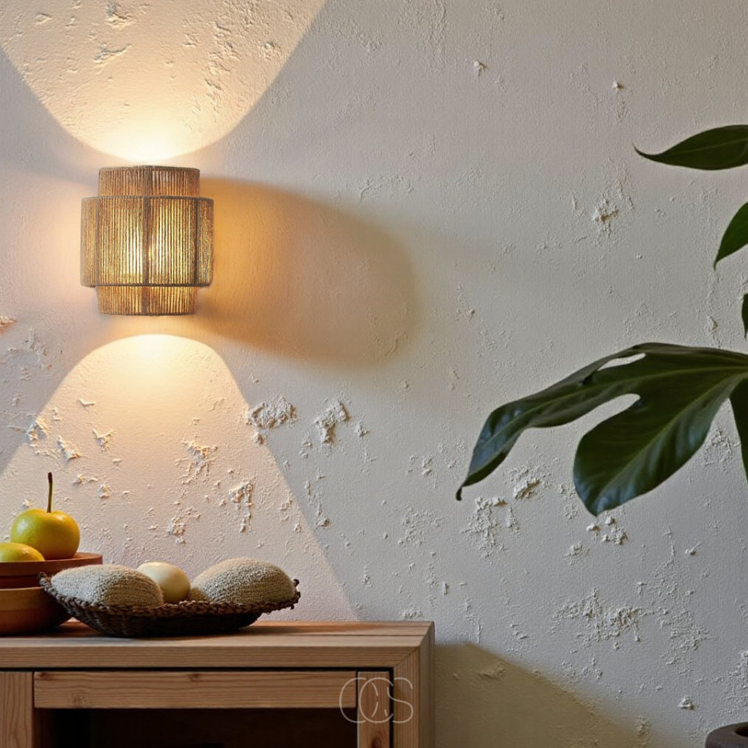 Rieten Boho Wandlamp