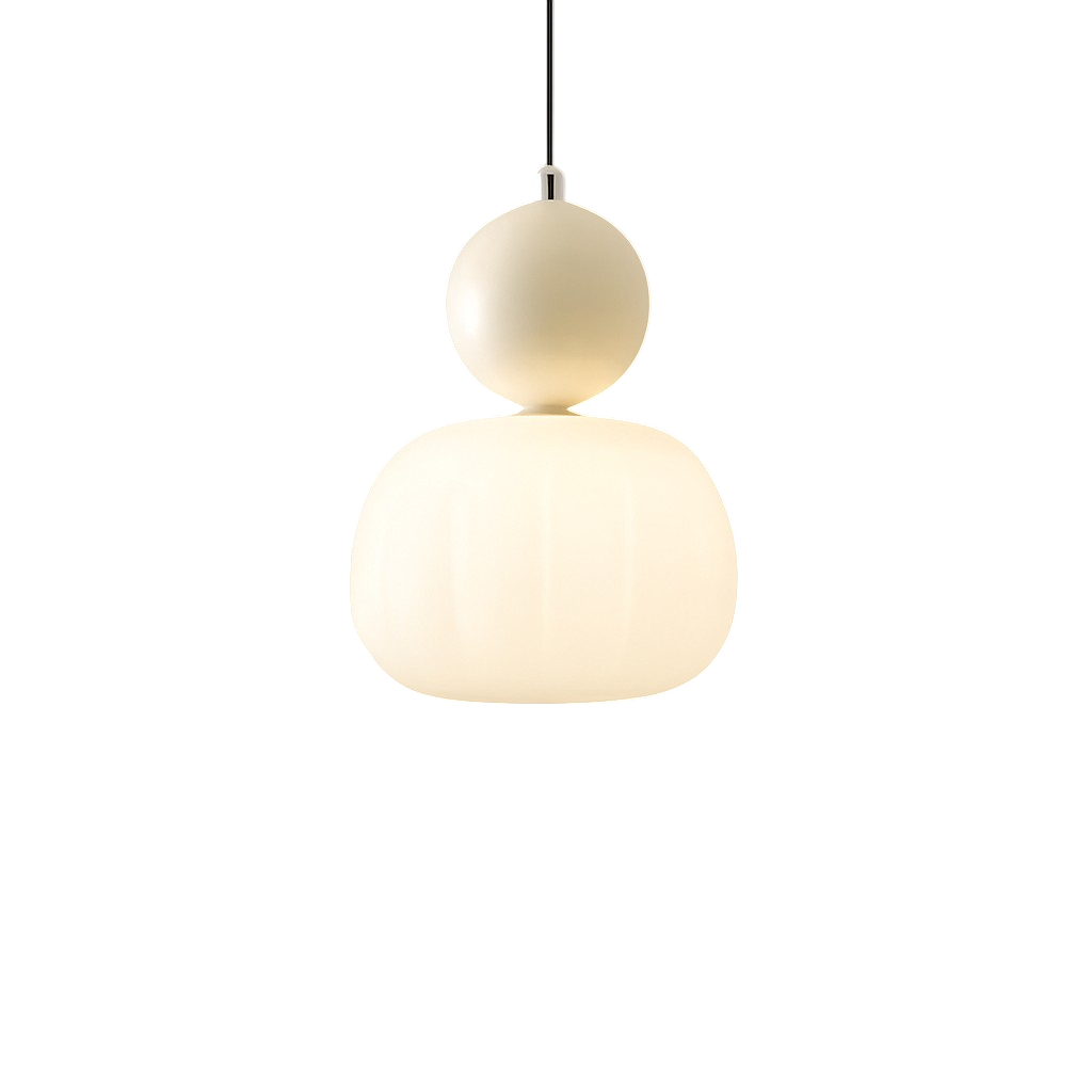 Opal glazen hanglamp met gekleurde bolkap