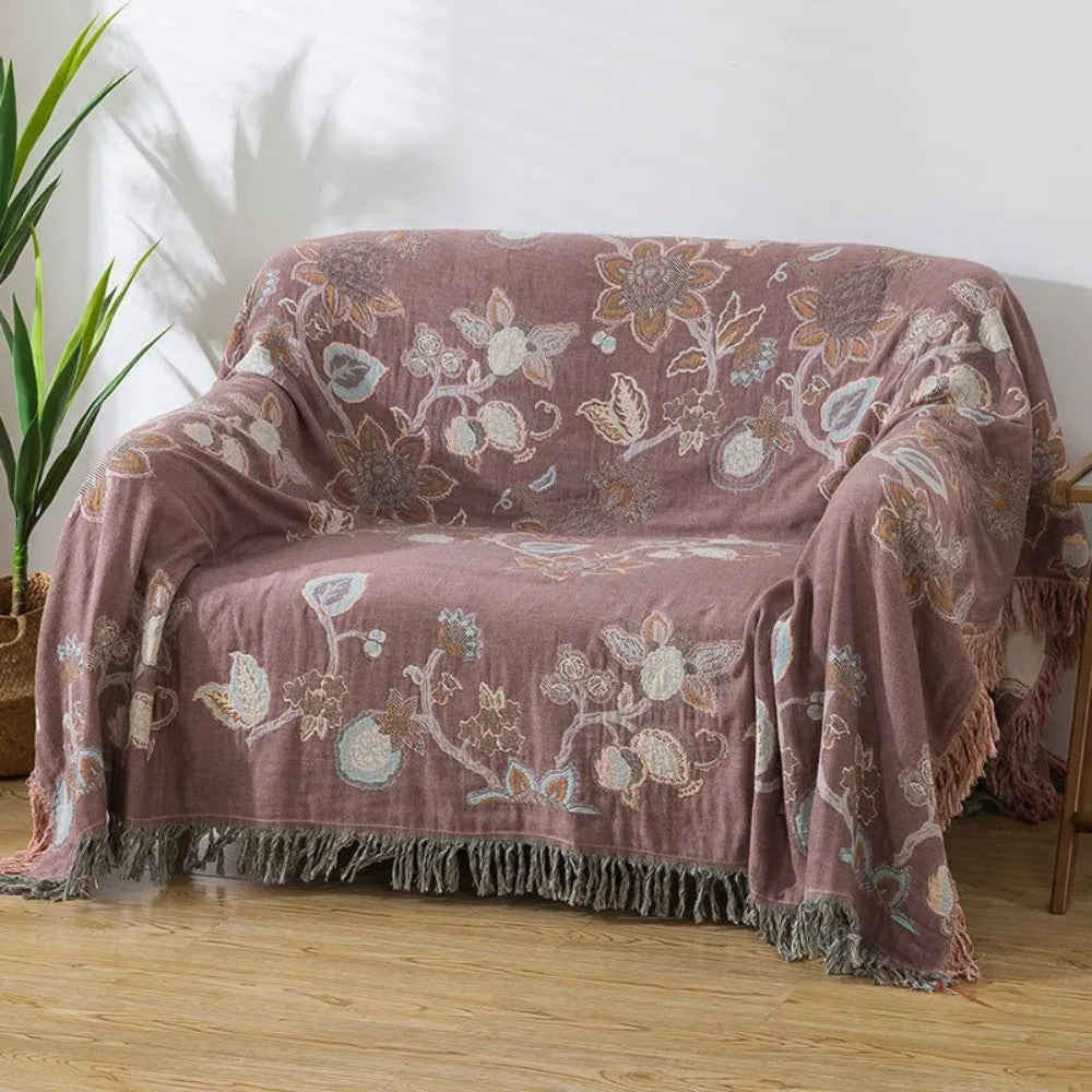 Orchid Trail Floral Katoenen Tassel Beddeken